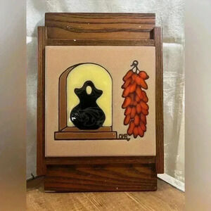 Vintage Wooden and Ceramic Tile  Trivet